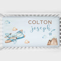 Personalized Airplane Crib Sheet – Skybound Adventure