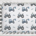 Blue Tractor Trails Personalized Crib Sheet