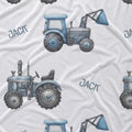 Blue Tractor Trails Personalized Crib Sheet