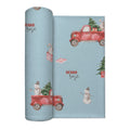 Personalized Christmas truck swaddle blanket with tree, bunny, snowmen and optional baby name