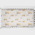 Watercolor Construction Personalized Crib Sheet