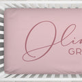 Elegant Script Personalized Name Crib Sheet