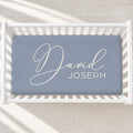 Dusty Blue Elegant Script Personalized Name Crib Sheet