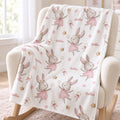 Personalized Fairy Bunny Baby Girl Blanket. Whimsical fairy bunnies and delicate pink details bring a little storybook magic to a custom name.