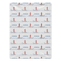 Personalized Lighthouse Baby Blanket. Red-and-white lighthouses, little seabirds, and blue watercolor waves create a coastal setting for a custom name.