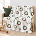Personalized white throw blanket featuring wreaths and name Jack Wyatt