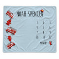 Personalized Red Fire Truck Baby Milestone Blanket