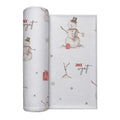 Personalized snowman Christmas swaddle blanket with watercolor snowmen, gifts and optional baby name