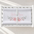 Soft Watercolor Flowers Personalized Changing Pad Cover, featuring delicate watercolor blooms and baby’s name for a sweet, timeless nursery.