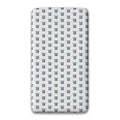 A personalized fitted sheet featuring a varsity name and number repeated pattern.