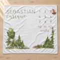Personalized watercolor forest baby milestone blanket - Caiden Designs