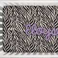 Personalized Zebra Print Crib Sheet – Lilac Name