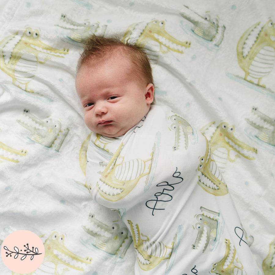 'Gator' Alligator Personalized Baby Swaddle Blanket