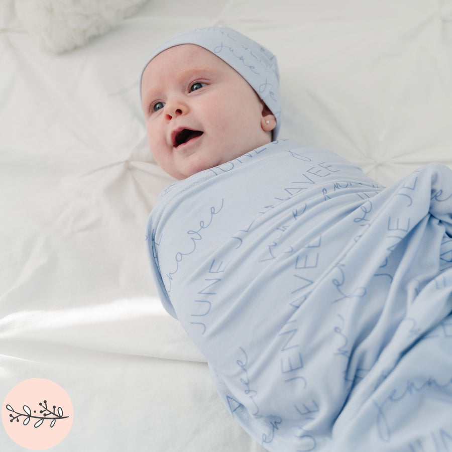 Block & Script Personalized Name Baby Swaddle Blanket