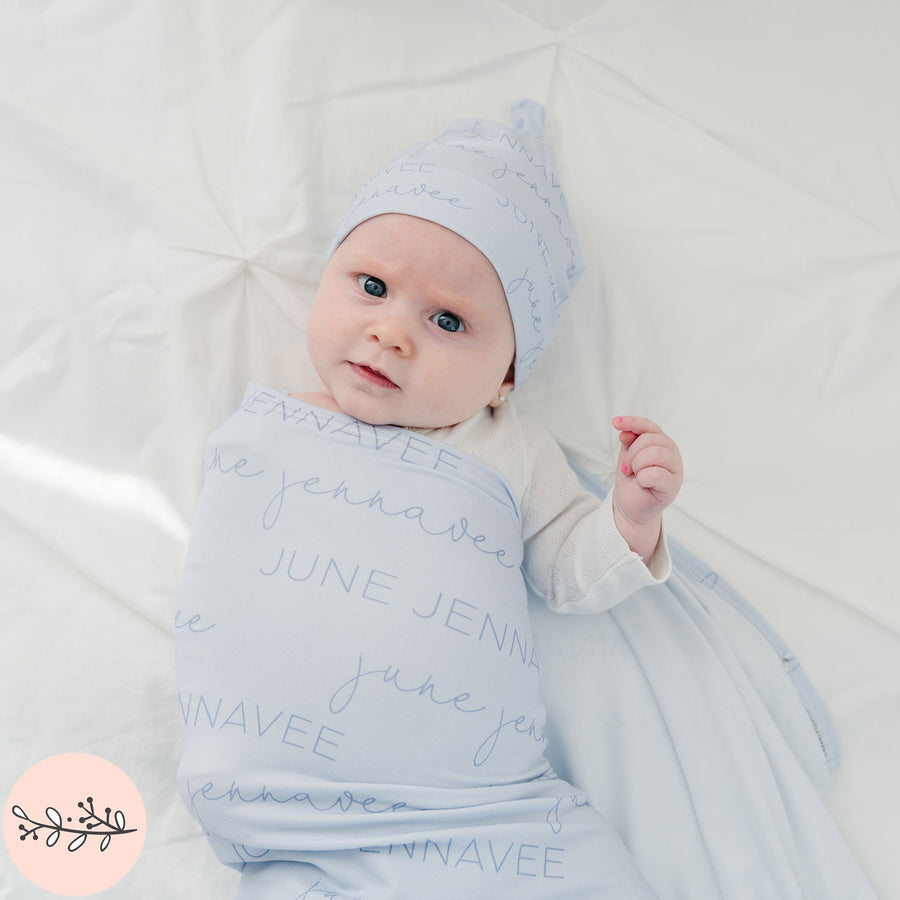 Block & Script Personalized Name Baby Swaddle Blanket