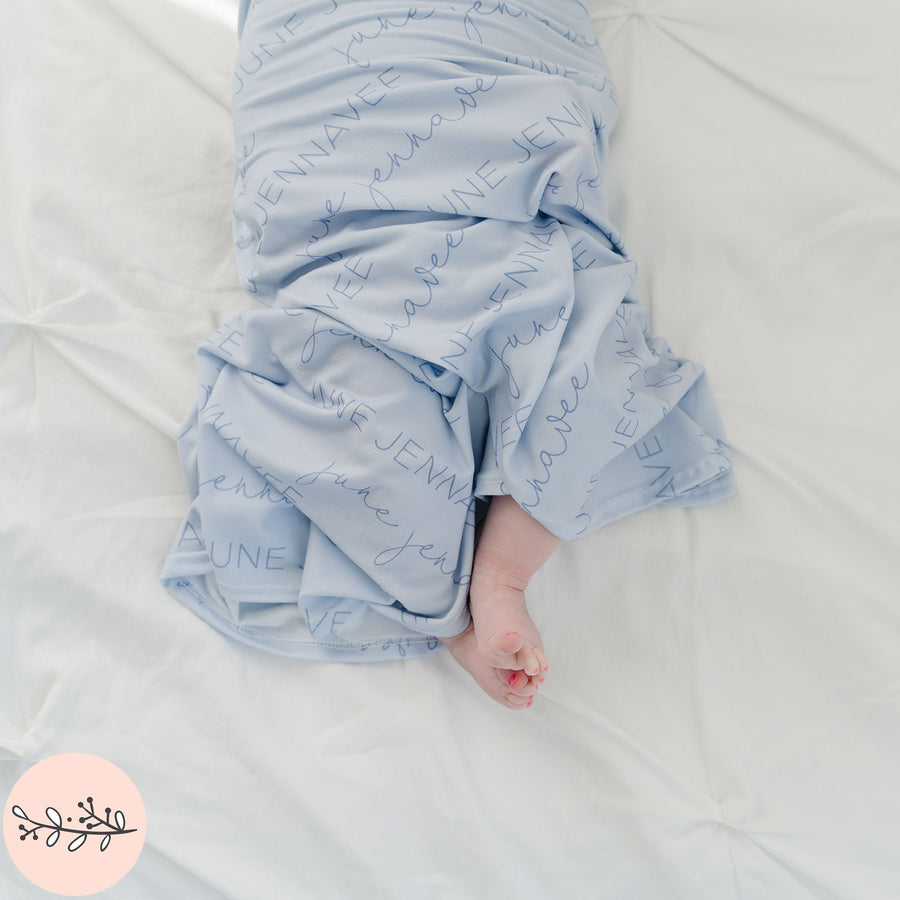 Block & Script Personalized Name Baby Swaddle Blanket