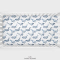 Blue Watercolor Whales Personalized Crib Sheet