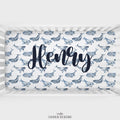 Blue Watercolor Whales Personalized Crib Sheet