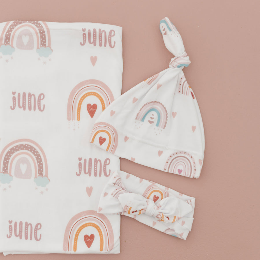 Boho Rainbow Personalized Baby Headband
