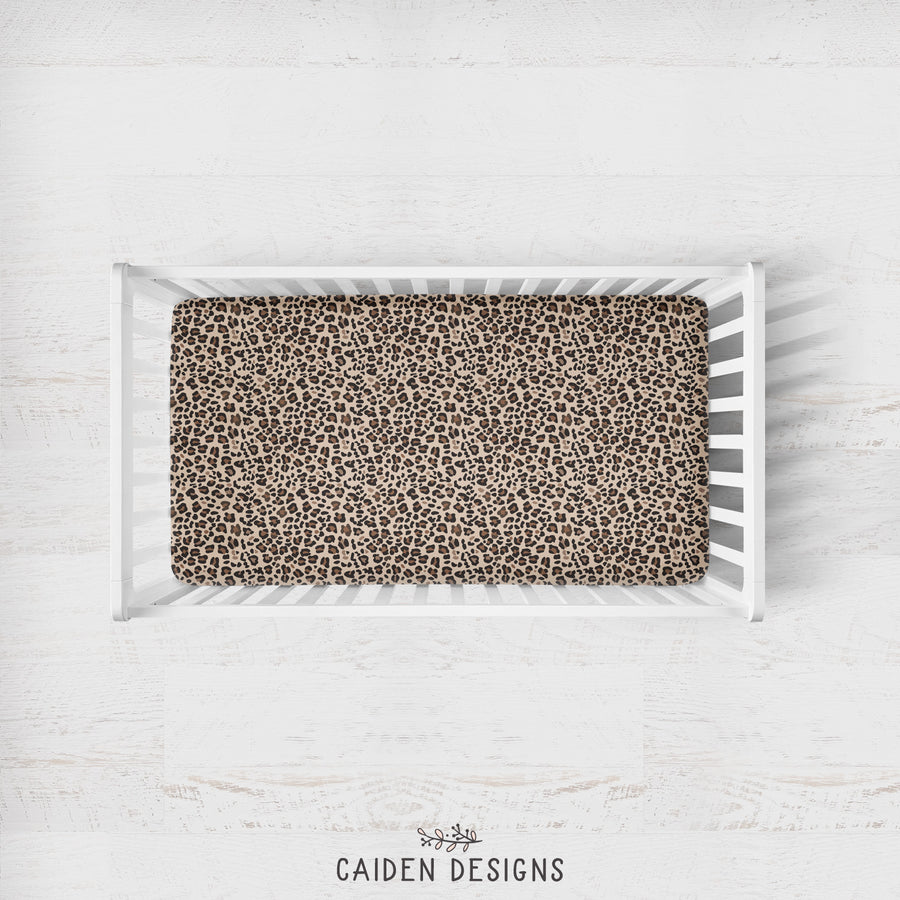 Brown Leopard Print Personalized Crib Sheet