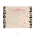 Brown Leopard Print Personalized Baby Milestone Blanket