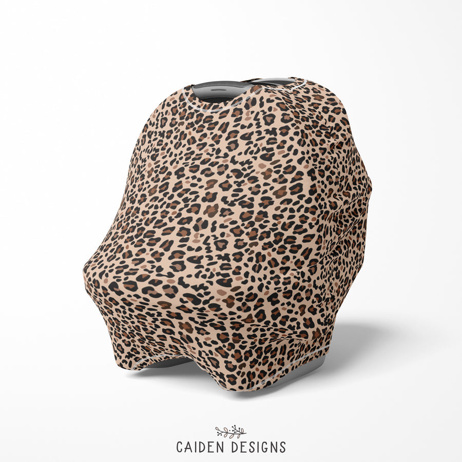 Brown Leopard Print Multi-Use Baby Car Seat Cover - SHIPS NEXT DAY