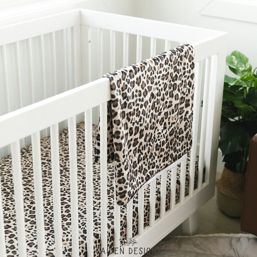 Brown Leopard Print Baby Blanket - SHIPS NEXT DAY