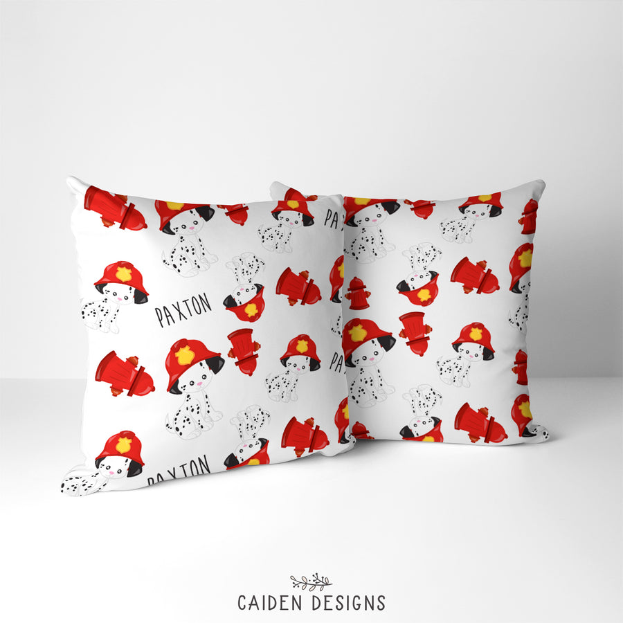 Dalmatian Firefighter Personalized Throw Pillow