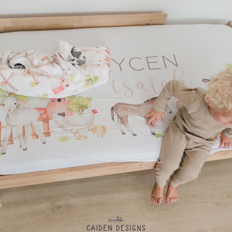 Farm Animals Personalized Crib Sheet