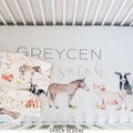 Watercolor Farm Animals Personalized Crib Sheet
