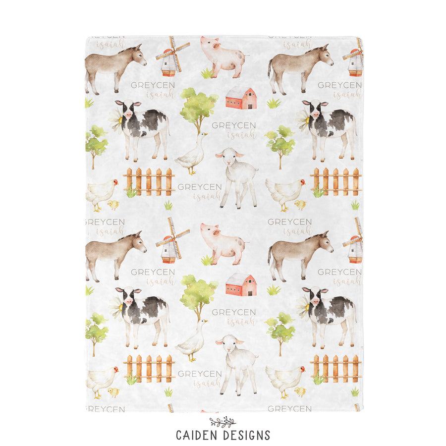 Farm Animals Personalized Baby Blanket