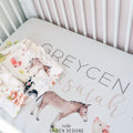 Watercolor Farm Animals Personalized Crib Sheet