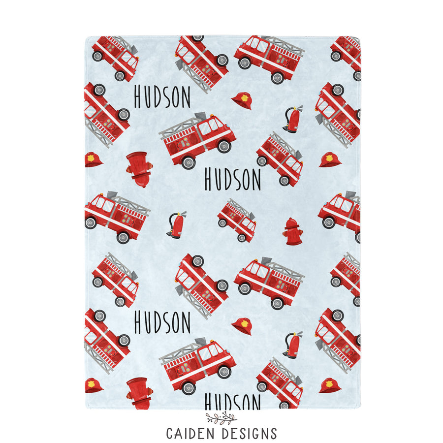 Firetrucks Personalized Blanket
