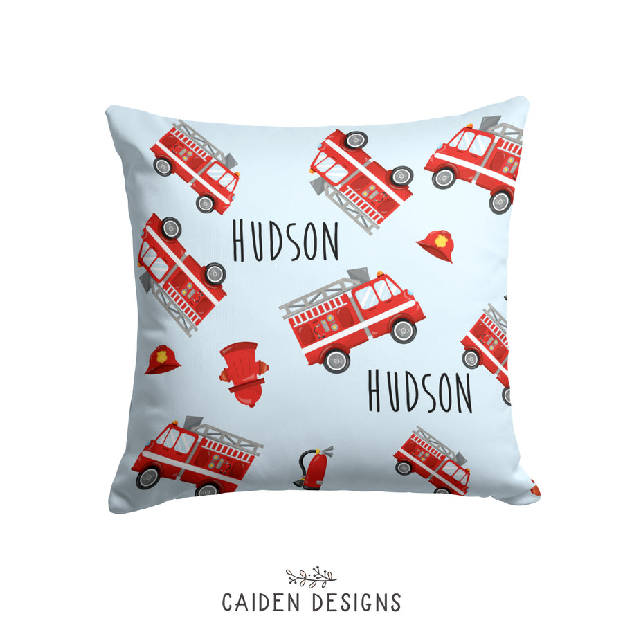 Fire Trucks Personalized Throw Pillow