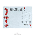 Fire Trucks Personalized Baby Milestone Blanket