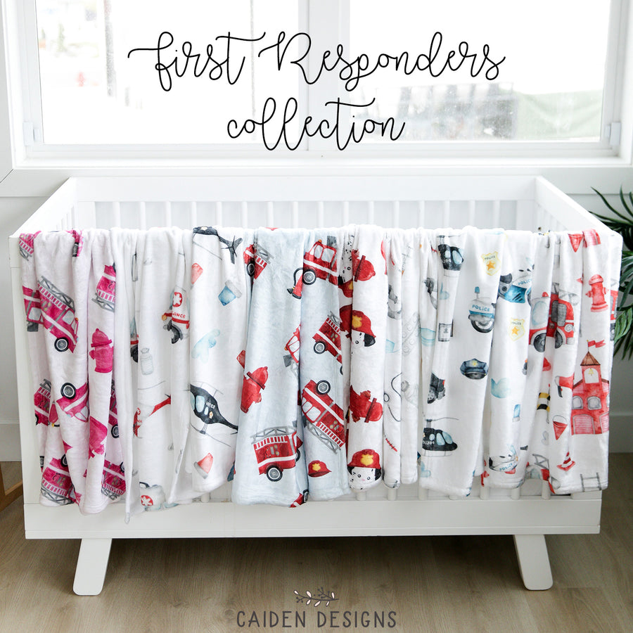 Pink Firetrucks Personalized Blanket