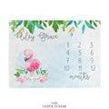 Flamingo Personalized Baby Girl Milestone Blanket