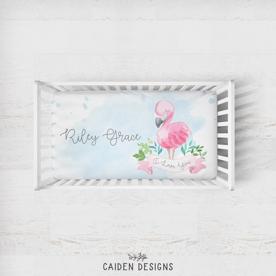 Flamingo Personalized Crib Sheet