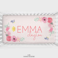 Watercolor Floral Princess Personalized Crib Sheet