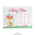 Fox Personalized Baby Girl Milestone Blanket