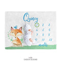 Fox Personalized Baby Boy Milestone Blanket