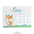 Fox Personalized Baby Boy Milestone Blanket