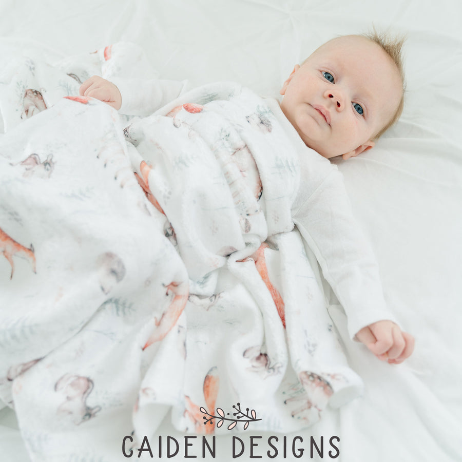 Woodland Animals Personalized Blanket