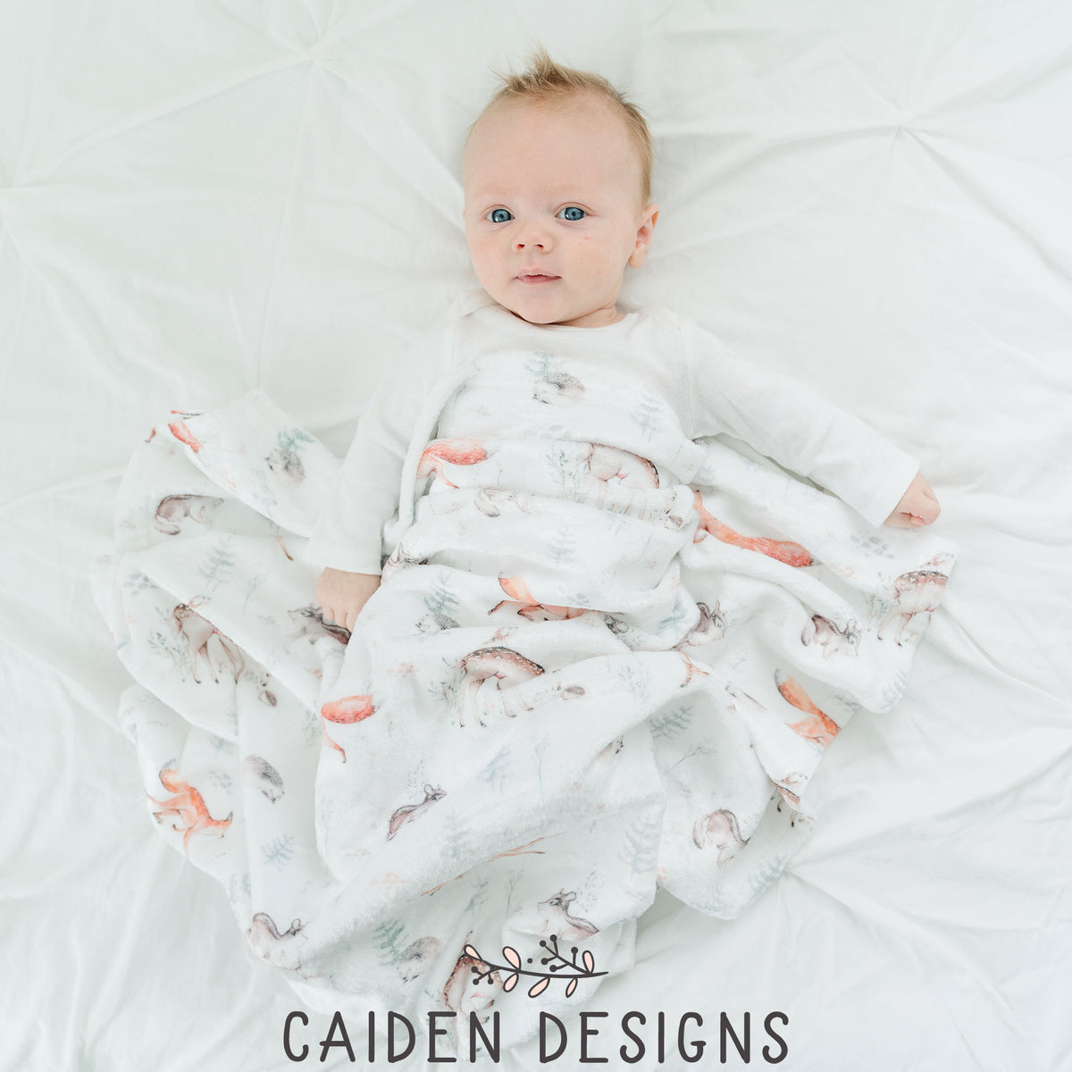 Woodland Animals Personalized Blanket Caiden Designs