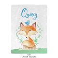 Fox Personalized Baby Boy Blanket