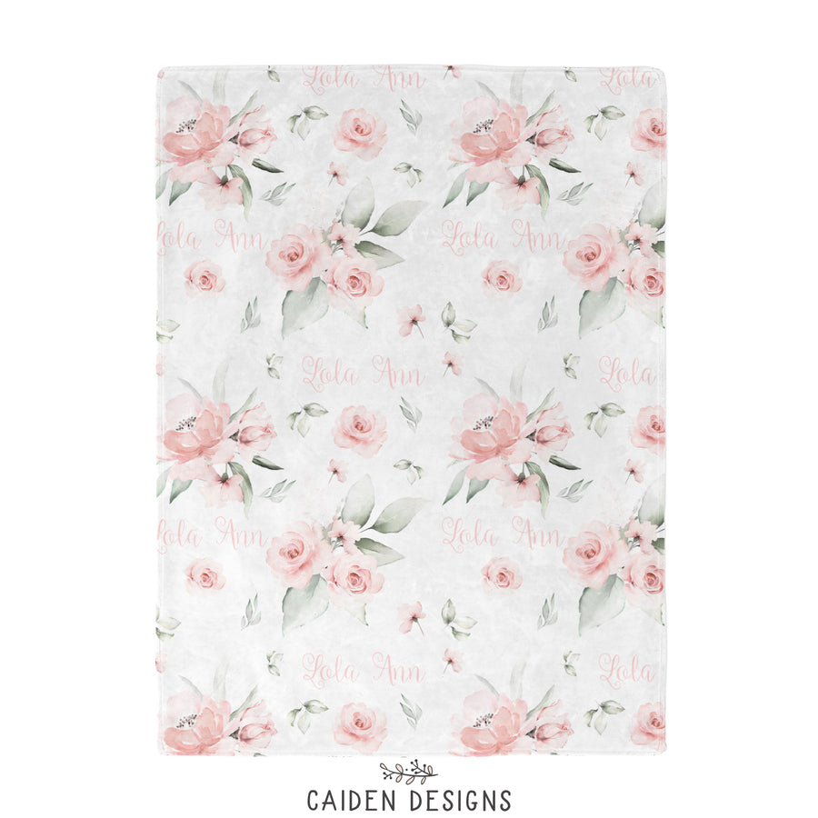Gentle Watercolor Flowers Personalized Baby Blanket