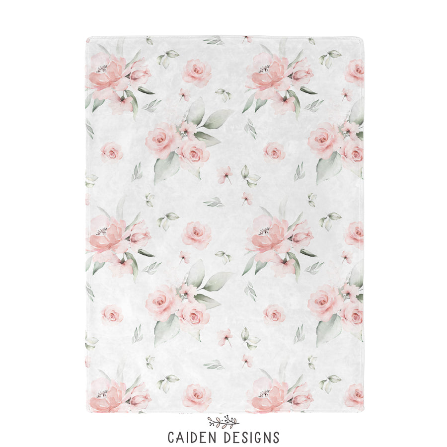 Gentle Watercolor Flowers Personalized Baby Blanket