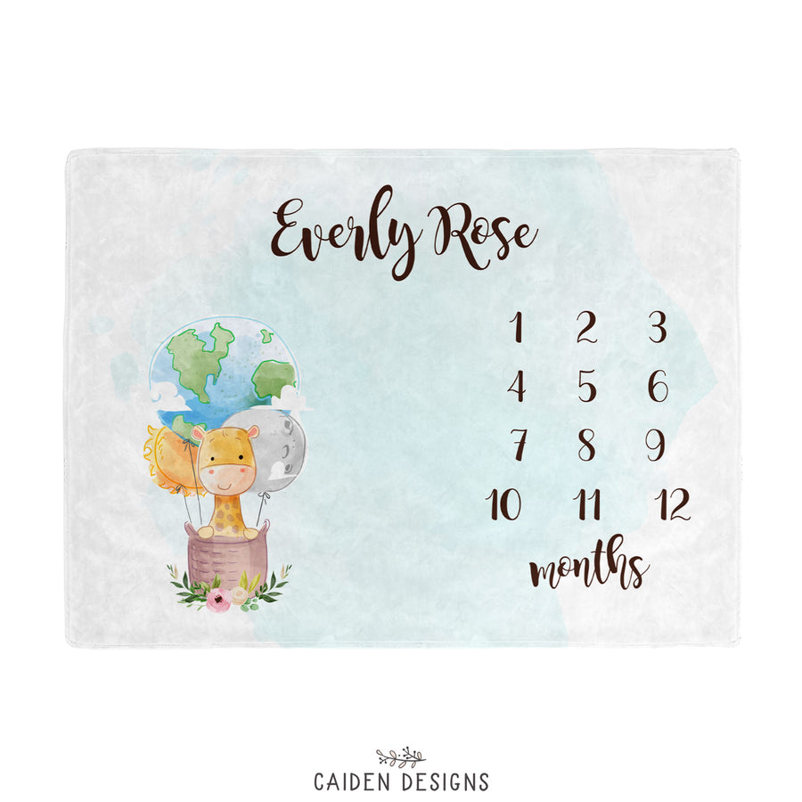 Giraffe Personalized Baby Milestone Blanket