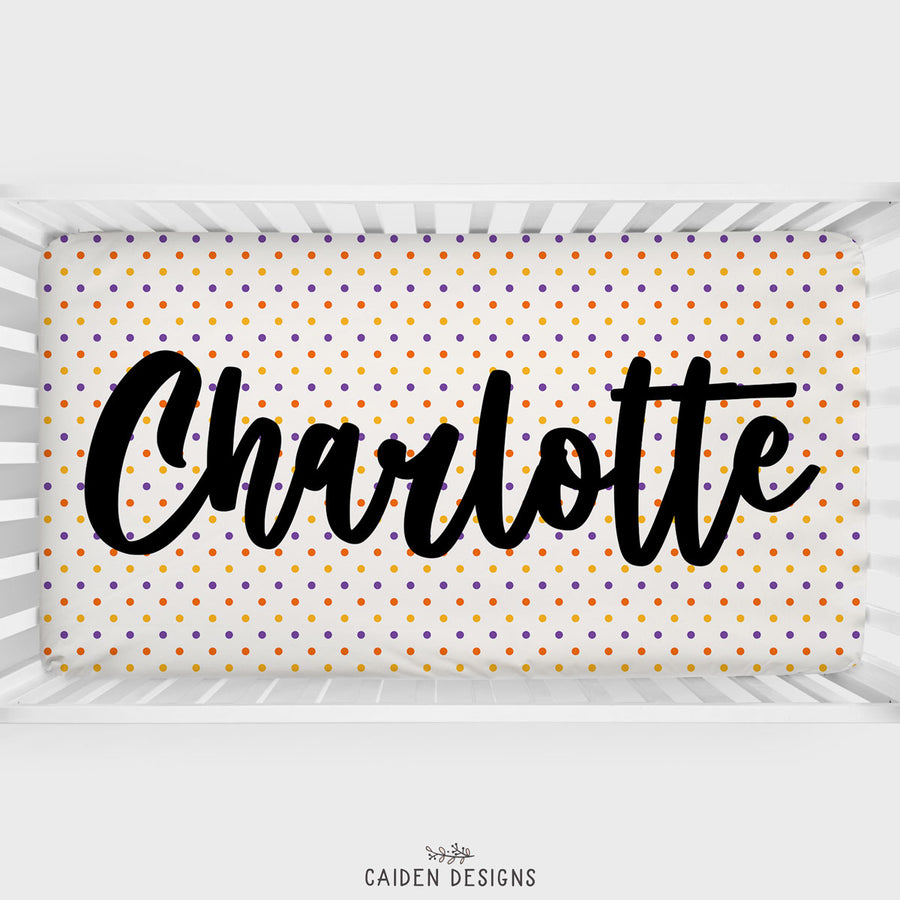 Halloween Polka Dots Personalized Crib Sheet