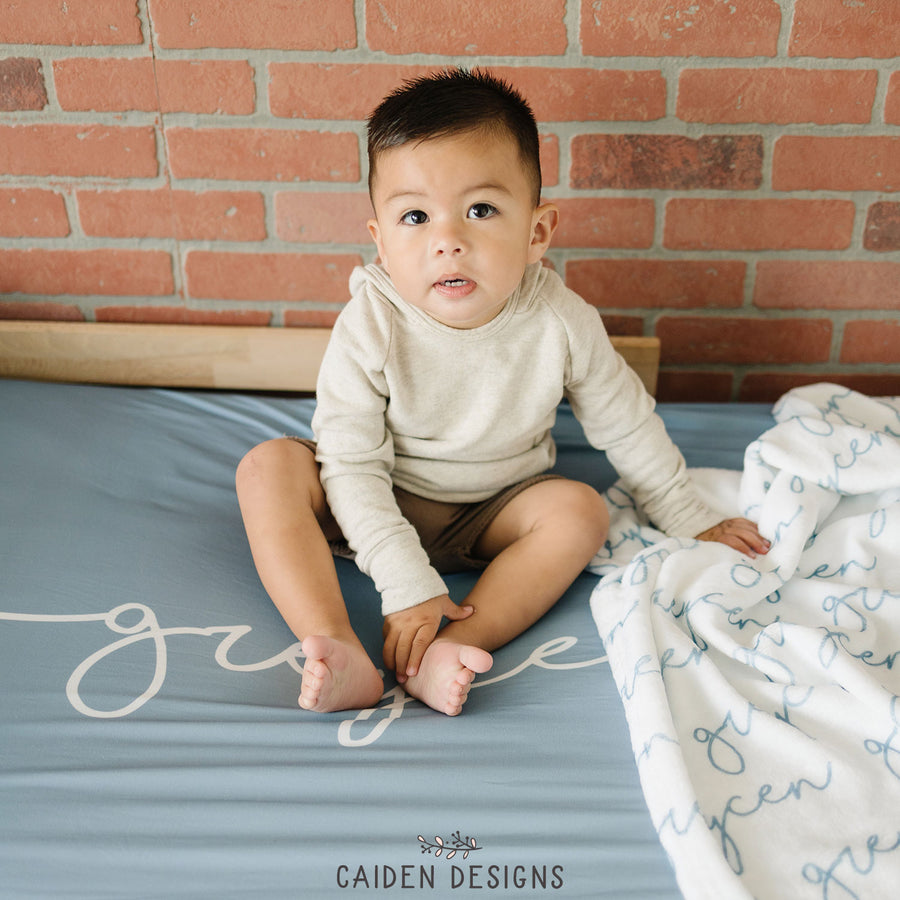 Handwritten Large Name Personalized Crib Sheet